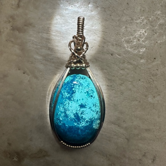 14k Gold Filled Natural Shattuckite Stone Necklace Pendant - Picture 2 of 10